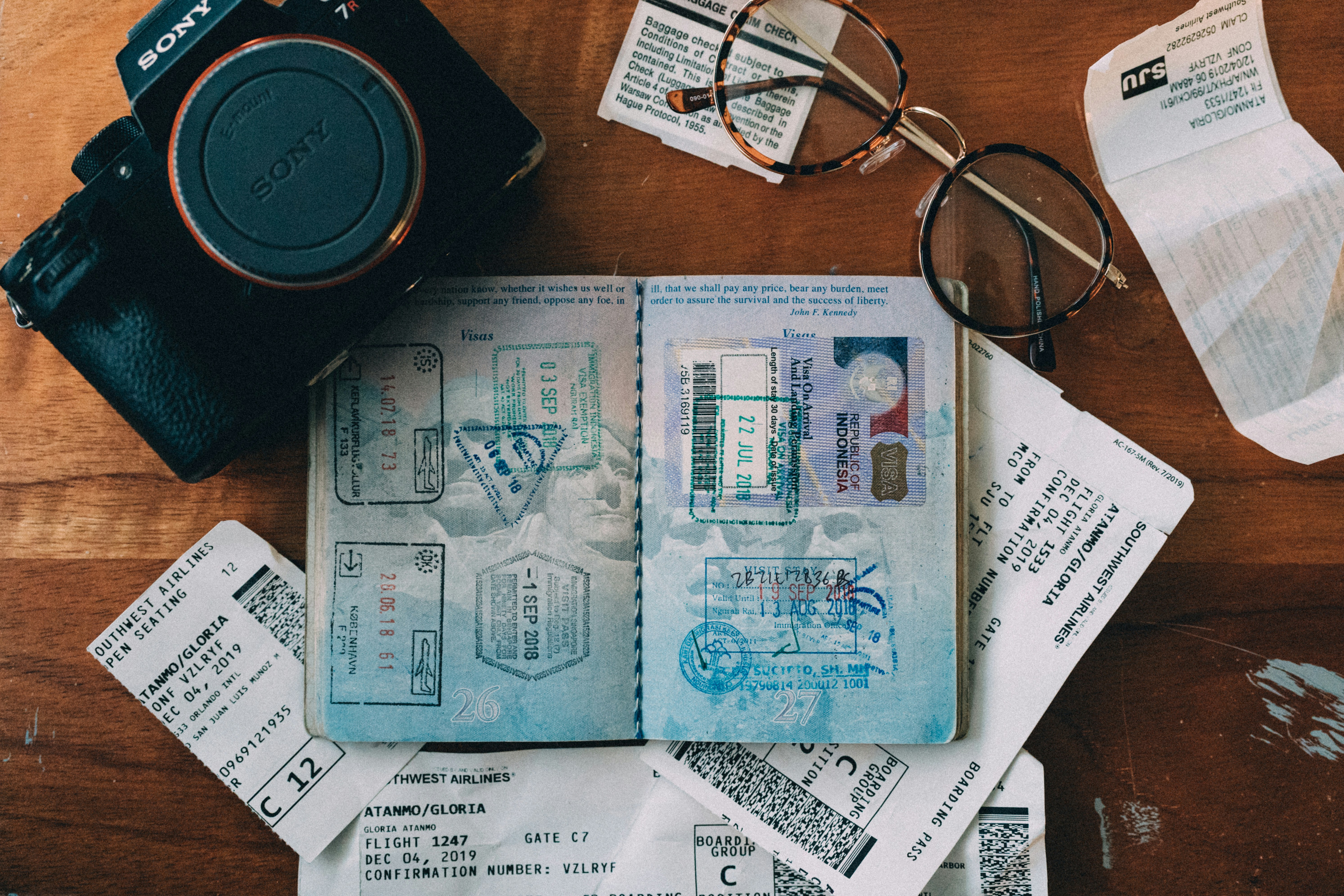 Travel essentials - passport and tickets